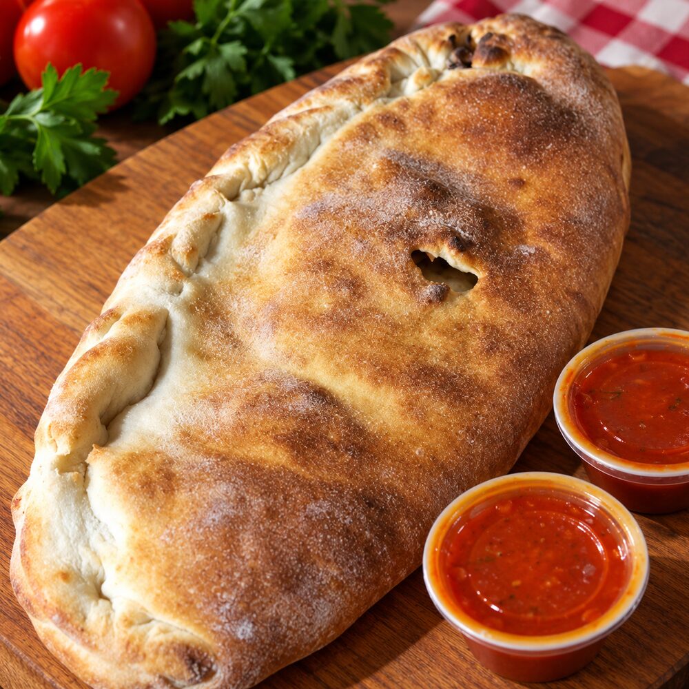 Calzone with marinara on the side